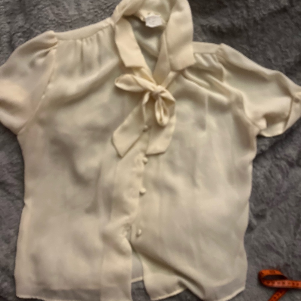 Chic Cream Tie-Neck Blouse